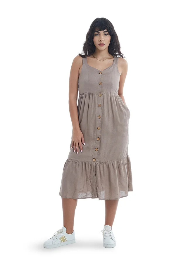 اشاراي Women's  Sleeve Less Long Length Button Down Dress Comfortable Material, Breathable Daily Wear, Casual Fashion Outfit, Special Occasion Outfit, Trendy & Chic Apparel